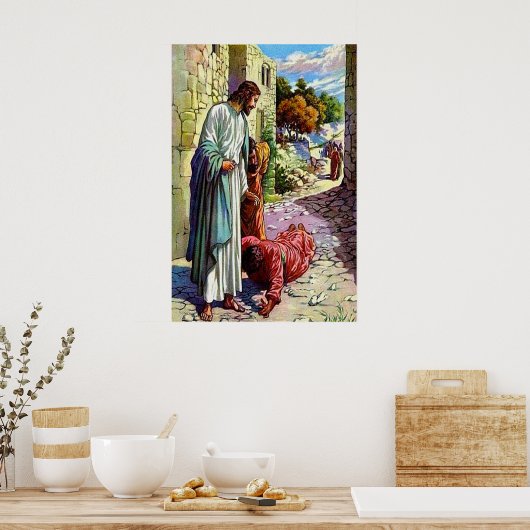 Luke 17:11-19 Tien Lepers gereinigd Poster (Keuken)