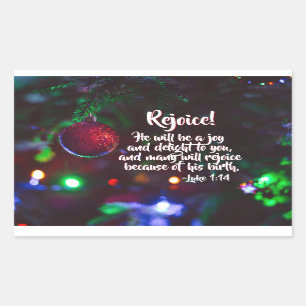 Luke 1:14 Rejoice! Hij zal een plezier zijn, Kerst Rechthoekige Sticker