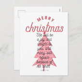 Luke 1:14 Roze kerstboomkoorts Typografie Feestdagenkaart (Voorkant / Achterkant)