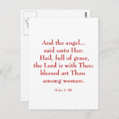 Luke 1: 28 (Hail Mary) Briefkaart (Voorkant / Achterkant)