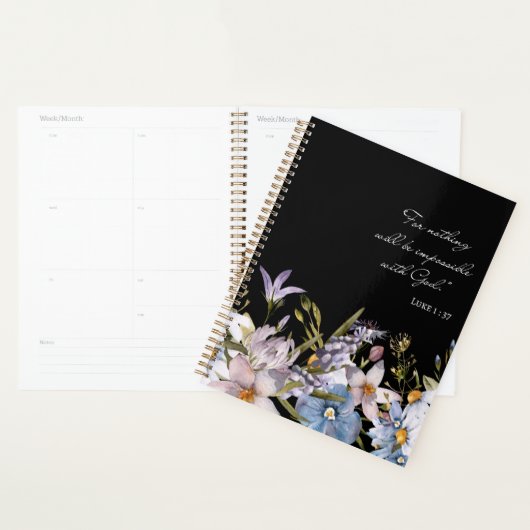 Luke 1:37 Bijbel Verse Wilde Flowers Waterverf Art Planner (Display)