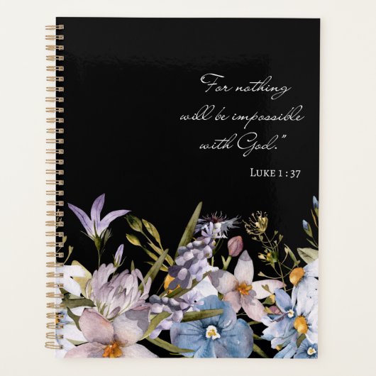 Luke 1:37 Bijbel Verse Wilde Flowers Waterverf Art Planner (Voorkant)