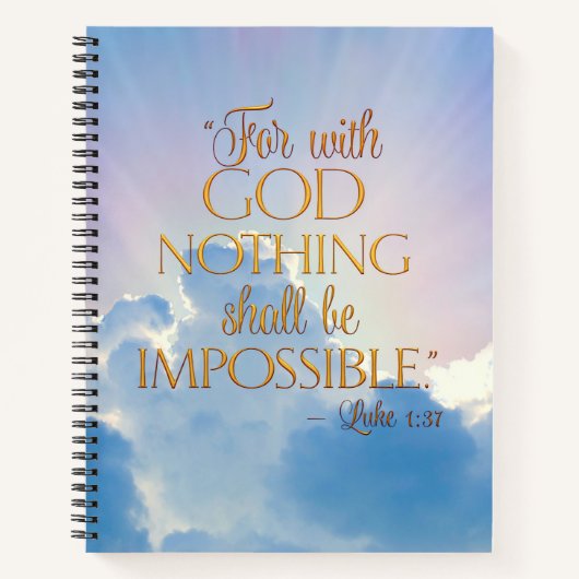 Luke 1:37 met God niets is onmogelijk laptop Notitieboek (Voorkant)