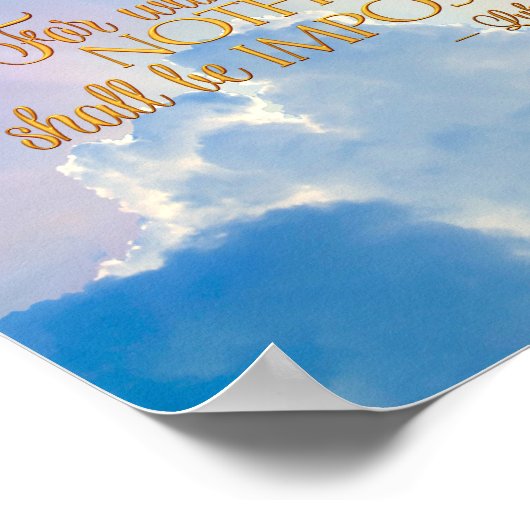 Luke 1:37 met God niets onmogelijke canvas druk Poster (Hoek)