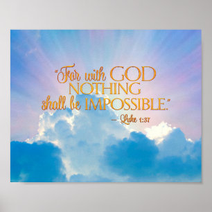 Luke 1:37 met God niets onmogelijke canvas druk Poster