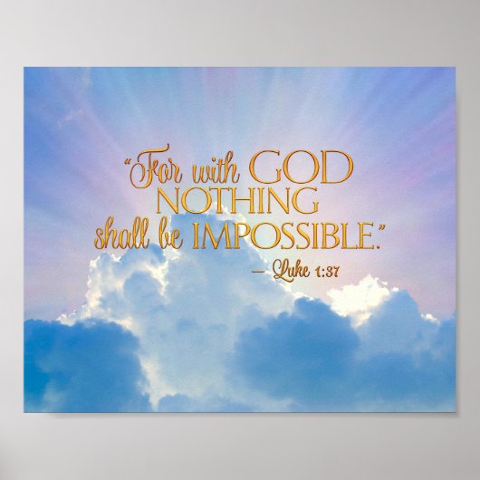 Luke 1:37 met God niets onmogelijke canvas druk Poster (Voorkant)