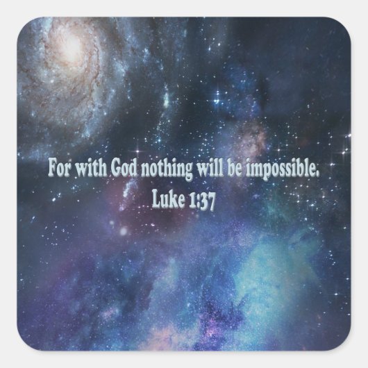 Luke 1:37 vierkante sticker (Voorkant)