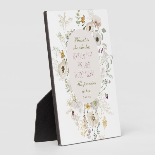 Luke 1:45 Gezegend is zij Wildflower Fotoplaat (Zijkant)