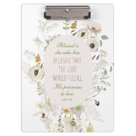 Luke 1:45 Gezegend is zij Wildflower Klembord