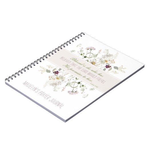 Luke 1:45 Gezegend is zij Wildflower Prayer Journa Notitieboek (Linkerzijde)