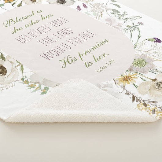 Luke 1:45 Gezegend is zij Wildflower Sherpa Deken (3/4)