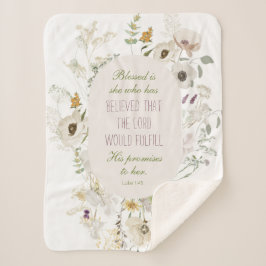 Luke 1:45 Gezegend is zij Wildflower Sherpa Deken