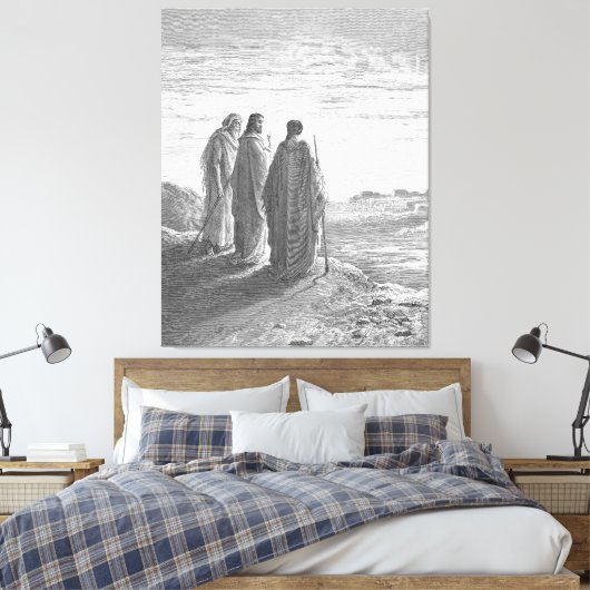Luke 24A Jesus and Two Disciples Go to Emmaus Canvas Afdruk (Insitu (Slaapkamer))