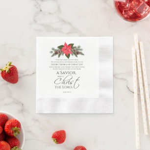 Luke 2:10-11 Poinsettia Kerstmis Schriftuur Servet