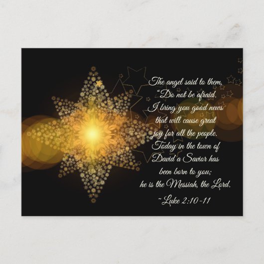 Luke 2 10-11 Wees niet bang, Kerstmis Feestdagenkaart (Voorkant)