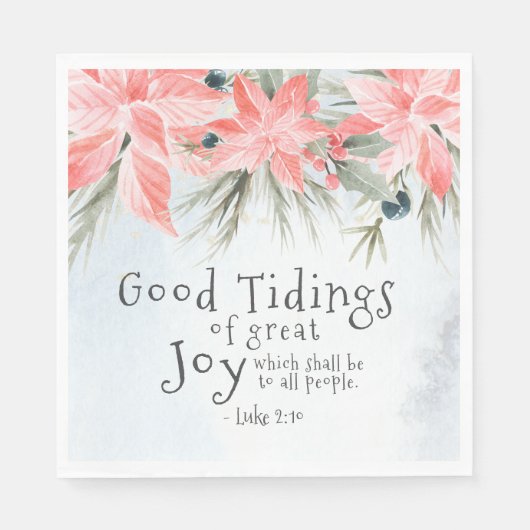 Luke 2:10 Goede getimede van grote vreugde, Kerstm Servet (Voorkant)