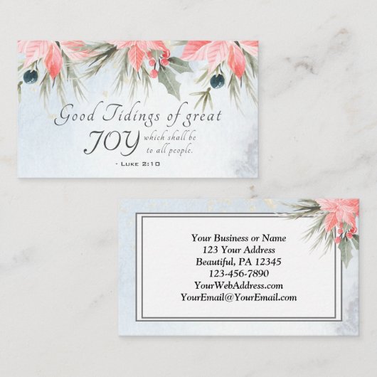 Luke 2:10 Goede getimede van grote vreugde, Kerstm Visitekaartje (Voorkant / Achterkant)