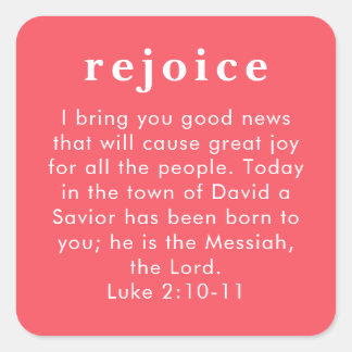 Luke 2:10 Red Bible Verse Christian Christmas Vierkante Sticker