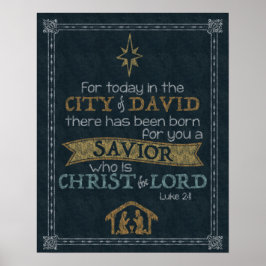 Luke 2:11 Chalkboard Art 16x20 Poster