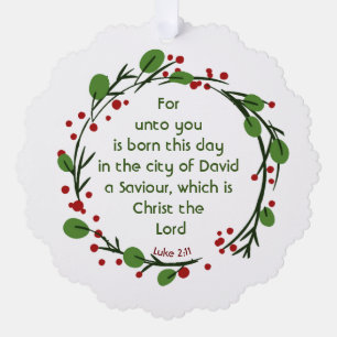 Luke 2:11 Christelijke Kerst Schrift Krans Ornament Kaart
