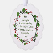 Luke 2:11 Christelijke Kerst Schrift Krans Ornament Kaart (Links)