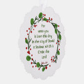 Luke 2:11 Christian Christmas Scripture Wreath Ornament Kaart (Rechts)