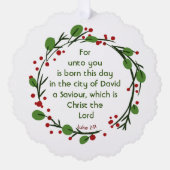 Luke 2:11 Christian Christmas Scripture Wreath Ornament Kaart (Voorkant)