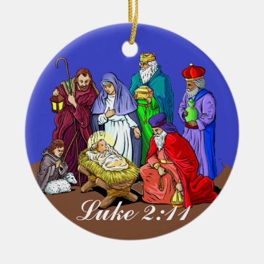 Luke 2:11 kerstversiering van de Scène van de Nati Keramisch Ornament (Voorkant)