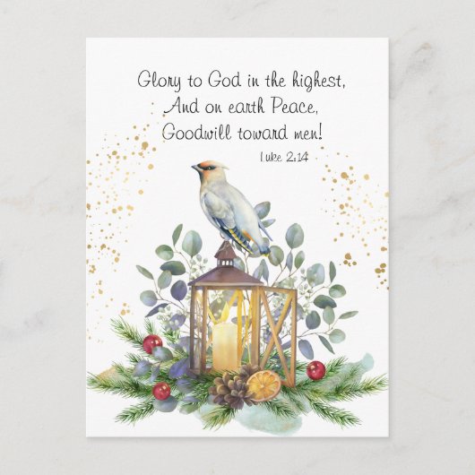 Luke 2:14 Glory aan God in de hoogste Kerstmis Briefkaart (Voorkant)