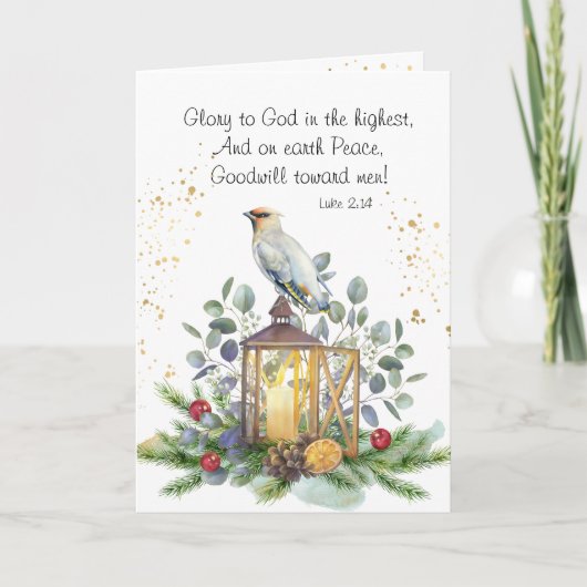 Luke 2:14 Glory aan God in de hoogste Kerstmis Kaart (Voorkant)