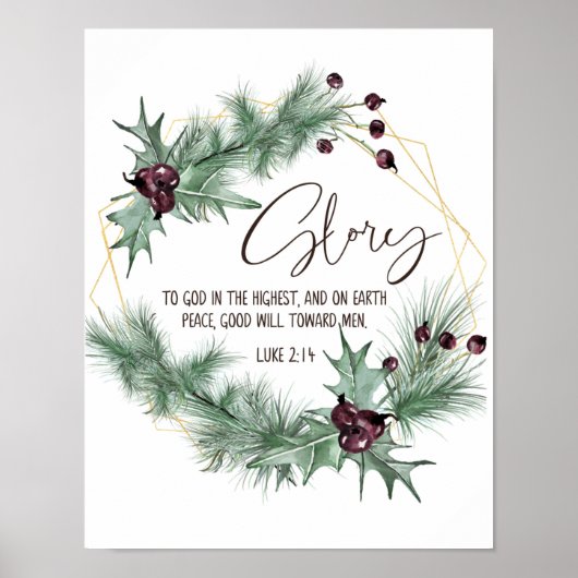 Luke 2:14, Glory aan God in de Hoogste Kerstmis Poster (Voorkant)