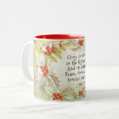 Luke 2 14 Glory aan God in de Hoogste, Kerstmis Tweekleurige Koffiemok (Voorkant links)