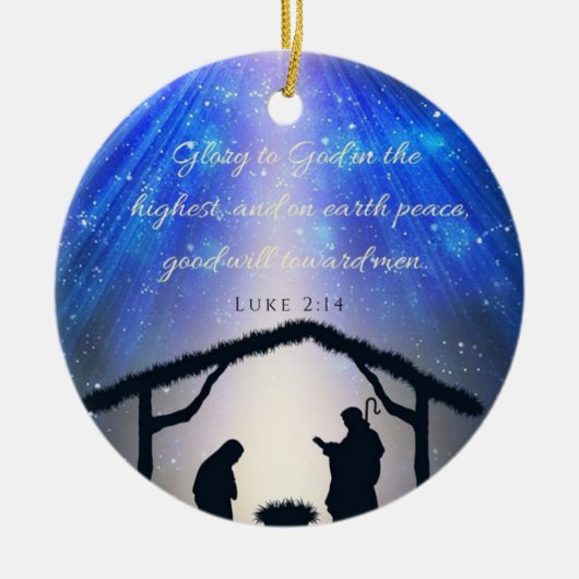 Luke 2:14 Glory aan God in het hoogste Keramisch Ornament (Voorkant)