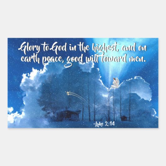 Luke 2:14 Glory aan God, kerstnativiteit Rechthoekige Sticker (Voorkant)