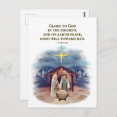 Luke 2:14 Glory naar God Nativiteitskerst Briefkaart (Voorkant / Achterkant)