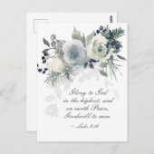 Luke 2:14 "Glory to God" White Rose Briefkaart (Voorkant / Achterkant)