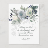 Luke 2:14 "Glory to God" White Rose Briefkaart (Voorkant)
