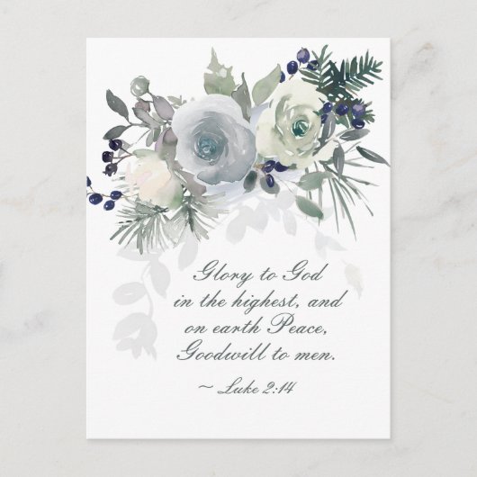 Luke 2:14 "Glory to God" White Rose Briefkaart (Voorkant)
