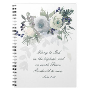 Luke 2:14 "Glory to God" White Rose Notitieboek