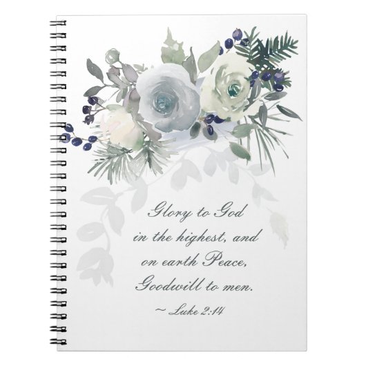 Luke 2:14 "Glory to God" White Rose Notitieboek (Voorkant)
