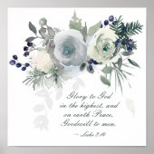 Luke 2:14 "Glory to God" White Rose Poster (Voorkant)