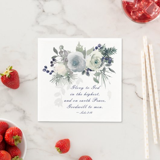 Luke 2:14 "Glory to God" White Rose Servet (Insitu)