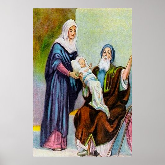 Luke 2:25-35 Simeon ziet Gods Salvatie Poster (Voorkant)