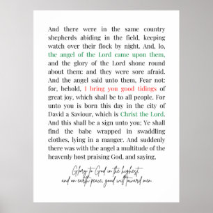 Luke 2:8-14 Bijbelversie, Kerstmis Poster