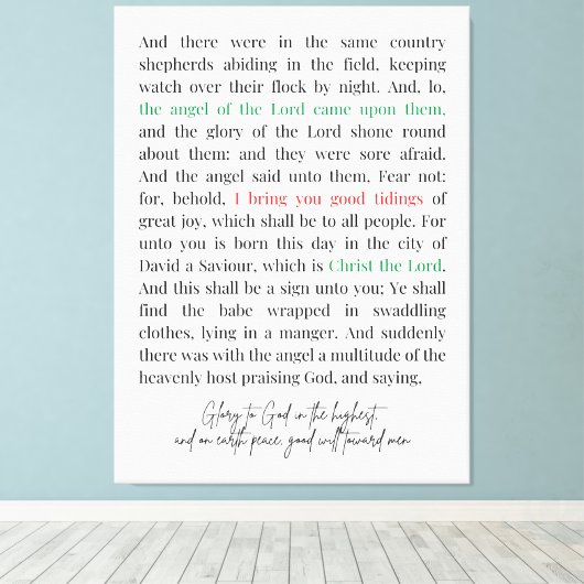 Luke 2:8-14 Canvas Print (Insitu (Houten vloer))