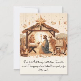 Luke 2 Manger Scene Flat Kaart (Schrijf je eigen)