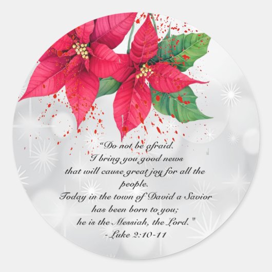 Luke 2 Mooie Waterverf Poinsettia Floral Ronde Sticker (Voorkant)