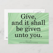 Luke 6-38 geven briefkaart (Voorkant / Achterkant)