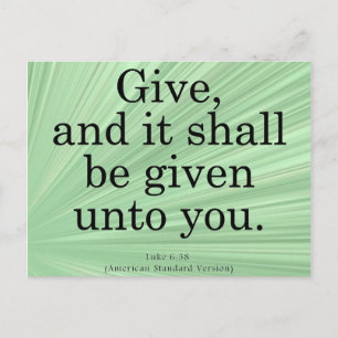 Luke 6-38 geven briefkaart