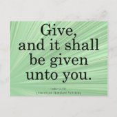 Luke 6-38 geven briefkaart (Voorkant)